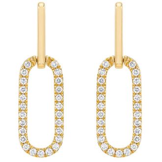 Pompeii3 1/2Ct Diamond Paper Clip Drop Earrings Yellow Gold Womens 1 Tall