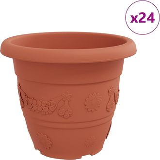 vidaXL Maceta Redonda Para Flores 24 Uds. Rojo Ladrillo &Oslash; 39 X 32 Cm Vidaxl