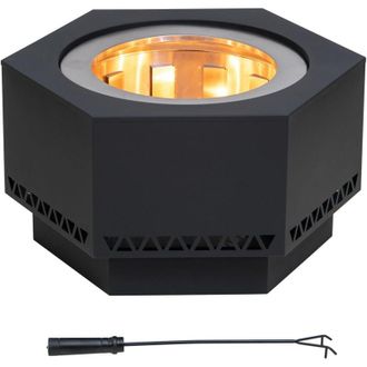 Sunjoy Direct Braciere senza fumo AMIATA in acciaio - 66x57x38cm, nero