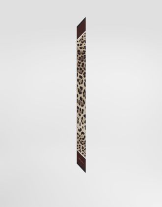 Dolce & Gabbana Leo-print Silk Twill Bandeau - Woman Scarves And Silks Brown Pz