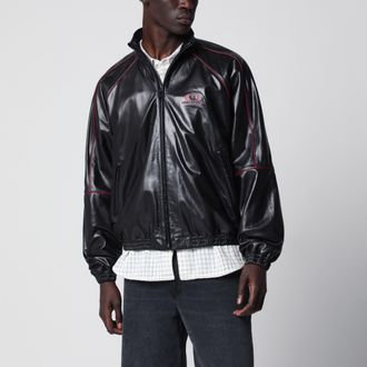 Balenciaga Felpa con zip nera/bordeaux in pelle