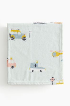 H&M Gemustertes Fleeceplaid - Hellgr&uuml;n/Fahrzeuge