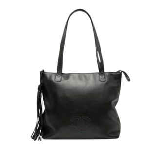 Chanel Pre-owned Tote Bags, female, Black, Size: ONE SIZE Pre-owned Vintage Leather Tote