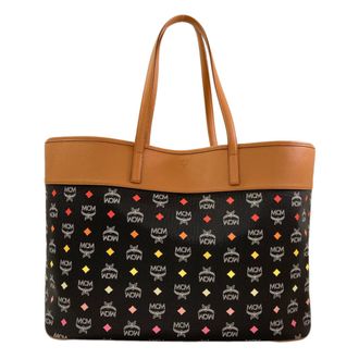MCM Mcm Black Brown Leather Tote Bag (Pre-Owned)