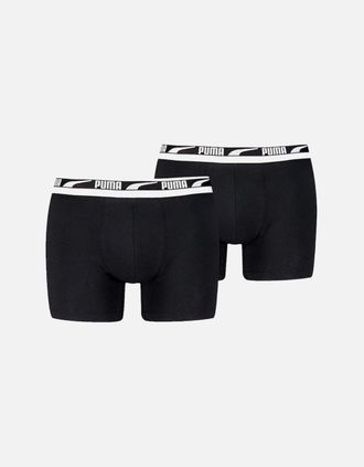 Puma Mens 2-Pack Everyday Multi Logo Boxer Briefs, Black - Size: 39/38/32