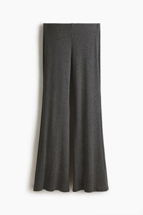 H&M Flared Fine-knit Trousers in Dark Gray Melange at Nordstrom, Size X-Small
