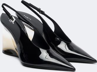 Alaia Ala&iuml;a Invisible patent leather wedge pumps