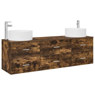 vidaXL Juego De Muebles De Ba&ntilde;o 3 Uds. Roble Ahumado Vidaxl