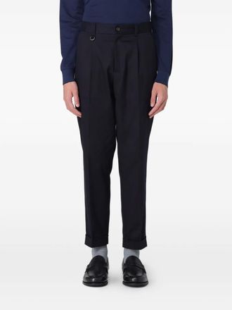 Paolo Pecora pleat-detail tapered trousers - men - Lyocell/Cotton/Spandex/Elastane - 50 - Blue