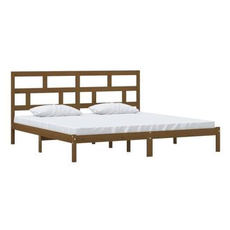 Berkfield Home Beautiful Bed Frame Honey Brown Solid Wood Pine 200x200 cm
