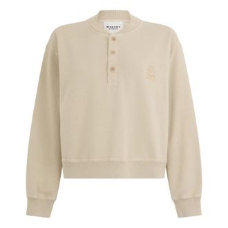 Isabel Marant Sweatshirts, female, Beige, Size: XS Cotton Sweatshirt with Embroidery