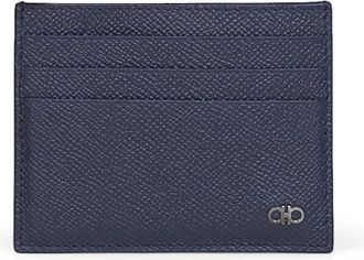 Ferragamo Micro Gancio Card Holder - Heren - Portefeuilles - Blauw - ONE Size - Leer - Accessoires