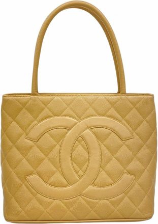 Chanel Beige Grained Calfskin Tote Bag (Pre-Owned)