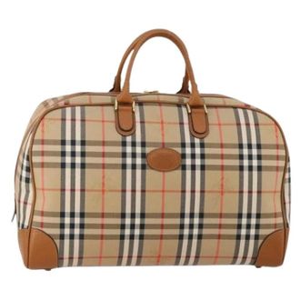 Burberry Pre-owned Boston Bag - Dames - Vintage Weekendtas - Beige - ONE Size - Leer - Vintage