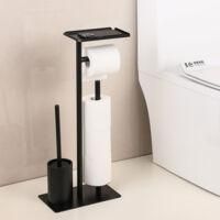 OEM Escobilla De Ba&ntilde;o Y Soporte Para Papel Higi&eacute;nico, Dise&ntilde;o Moderno, Con Soporte Para Tel&eacute;fono, Con Escobilla De Ba&ntilde;o, Negro - Crezuo