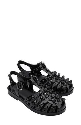 Melissa Possession Stud Fisherman Sandal in Black/dark Grey at Nordstrom Rack, Size 10 M