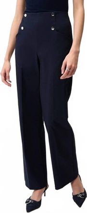 Joseph Ribkoff High Waist Wide Leg Sailor Pants In Midnight Blue