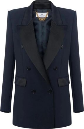 Elisabetta Franchi Chaqueta de Crep&eacute; y Sat&eacute;n de Doble Capa - Jackets - Mujer - Negro - S