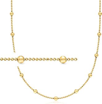 Ross-Simons Italian 18kt Gold Over Sterling Bead Station Necklace