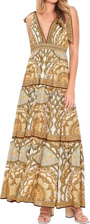 Flying Tomato Boho Paisley Tie Shoulder Maxi Dress In Neutral Multi
