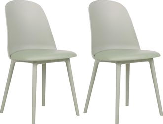 Beliani Beliani - Lote De 2 Sillas De Comedor Minimalistas Acolchadas Sint&eacute;tico En Color Verde Claro Fomby