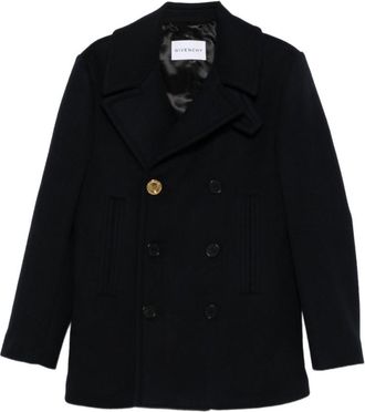 Givenchy Dark Blue Double-Breasted Pea Coat
