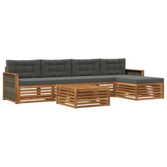 vidaXL Conjunto De Sof&aacute;s De Exterior 6 Pcs Natural Y Antracita Vidaxl