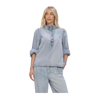 MY ESSENTIAL WARDROBE Dames, Blouses & Shirts, Blauw, Maat: XS Katoen