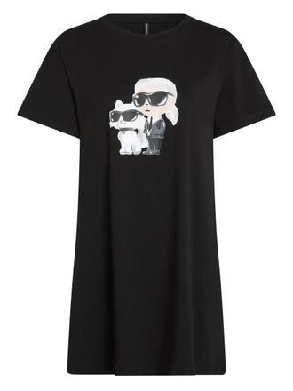Karl Lagerfeld Ikon sketch short-sleeved pajama dress - Black