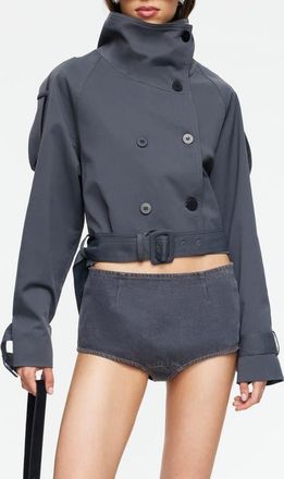 Lioness Blanc Crop Trench Coat in Slate at Nordstrom, Size X-Large