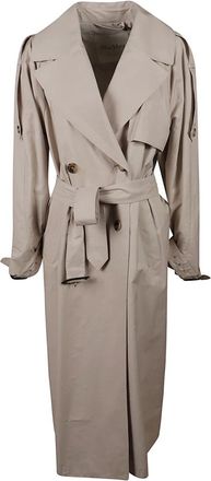 Max Mara Lange oversized double-breasted trenchcoat - Dames - Trenchcoats - Beige - XS - Katoen - Jassen
