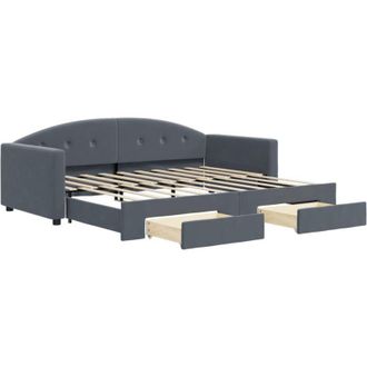 vidaXL Sof&aacute; Cama Nido Con Cajones Terciopelo Gris Oscuro 90x190 Cm Vidaxl