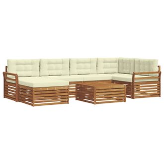 vidaXL Conjunto De Sof&aacute;s De Exterior 7 Uds. Natural Y Crema Vidaxl