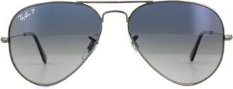 Ray-Ban Aviator Gunmetal Polarized Blue Gradient Grey Sunglasses