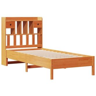 vidaXL Cama Con Estanter&iacute;a Sin Colch&oacute;n Madera Maciza Marr&oacute;n 100x200 Cm Vidaxl