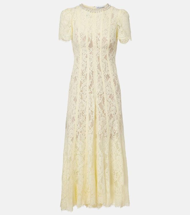 Embellished lace midi dress