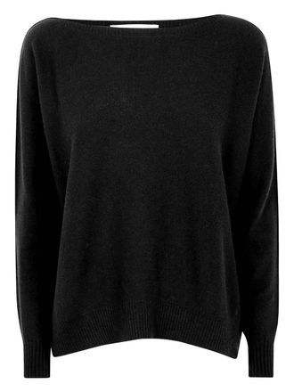 D.exterior boat-neck sweater - Black