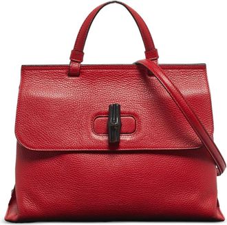Gucci Borsa tote Bamboo Daily media in pelle - Rosso