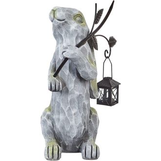 Beliani Beliani - Figura Decorativa Mgo Conejo De Pascua Decoraci&oacute;n De Jard&iacute;n Interior Exterior Gris Nolay
