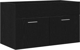 vidaXL Gabinete De Lavabo Para Ba&ntilde;o Negro Roble 80x38,5x46 Cm De Madera Vidaxl