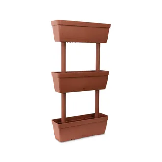Dmora Juego De 3 Jarrones Durbuy, Composici&oacute;n Para Huerto Casero, Juego De Porta Flores Para Interior O Exterior, 100% Made In Italy, 49x16h100 Cm, Marr&oacute;n