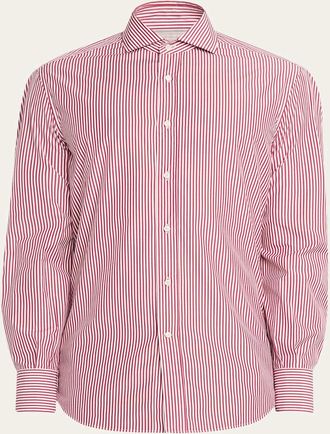 Brunello Cucinelli Mens Narrow Striped Long-Sleeve Shirt
