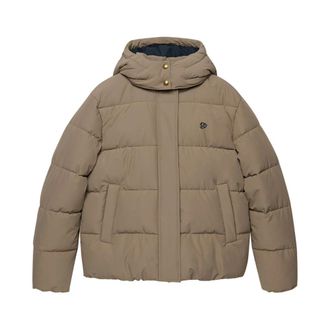 Superdry Premium Hooded Puffer Jacket - Dames - Jassen - Bruin - Maat: XL Leer