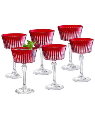 Barski Set of 6 Colored Champagne Coupe Glasses