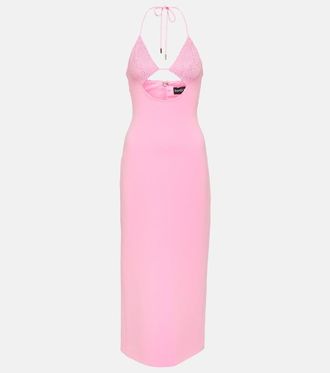 DAVID KOMA Crystal-embellished cutout midi dress