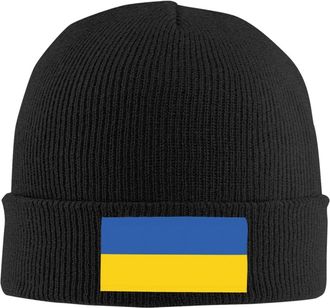Generic Beanie Ukraine Ukrainian Flag Baggy Knitted Cap Stylish Thermal Cap for Sports Men Guys