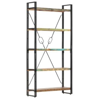 Berkfield Home 5-Tier Bookcase 90x30x180 cm Solid Reclaimed Wood in Brown | Size: 90 x 30 x 180 cm