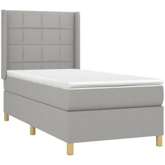 vidaXL Vidaxl - Cama Box Spring Con Colch&oacute;n Tela Gris Claro 90x190 Cm