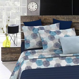 Italian Bed Linen Italian Bed Linen - Completo Letto Fantasy, 4 pezzi, Matrimoniale Soffioniblu