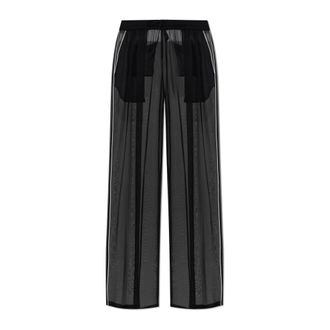 Dolce & Gabbana Wide Trousers, female, Black, Size: XS Silk Trousers
